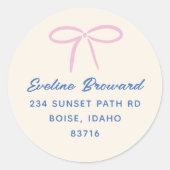 Pink Simple Bow Rücksendeadresse Sticker (Vorderseite)