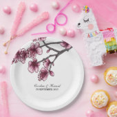 Pink Simple Cheroms Papierblüten Teller (Party)