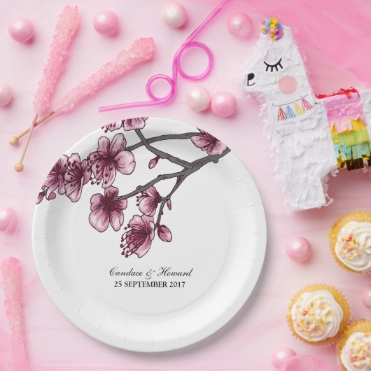 Pink Simple Cheroms Papierblüten Teller (Party)