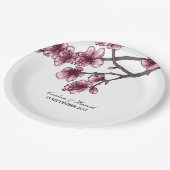 Pink Simple Cheroms Papierblüten Teller (Schrägansicht)