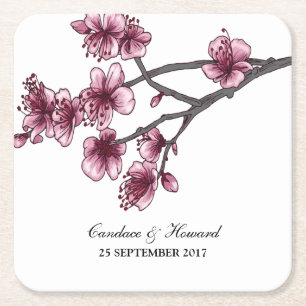Pink Simple Cheroms Papierblüten Untersetzer