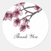 Pink Simple Cherry Blüten Danke Stickers (Vorderseite)