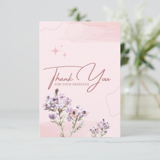 Pink Simple Danke Card (Stehend Vorderseite)