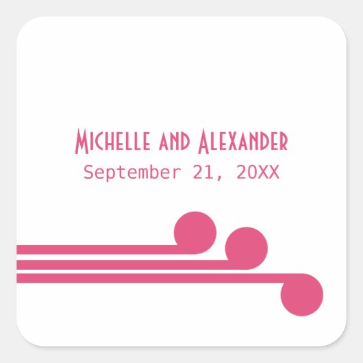 Pink Simple Deko Chic Wedding Stickers (Vorderseite)