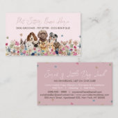 Pink Simple Dog Breed Puppy Grooming Petsitter Visitenkarte (Vorne/Hinten)