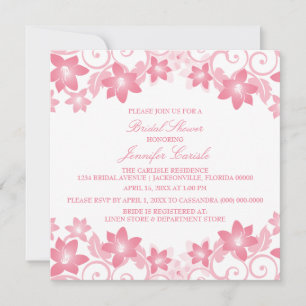Pink Simple Floral Brautparty laden ein Einladung