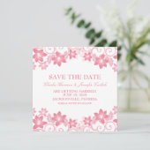 Pink Simple Floral Save the Date laden Einladung (Stehend Vorderseite)