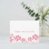Pink Simple Floral Tischnummer Postkarte (Stehend Vorderseite)