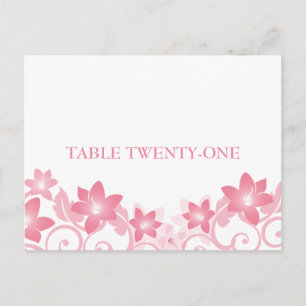 Pink Simple Floral Tischnummer Postkarte