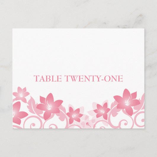 Pink Simple Floral Tischnummer Postkarte (Vorderseite)