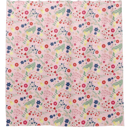 Pink Simple Garden Wildblume Pattern Duschvorhang (Vorderseite)