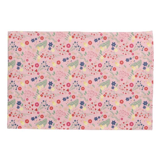 Pink Simple Garden Wildblume Pattern Kissenbezug (Rückseite)