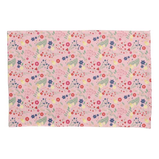Pink Simple Garden Wildblume Pattern Kissenbezug (Vorderseite)