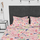 Pink Simple Garden Wildblume Pattern Kissenbezug