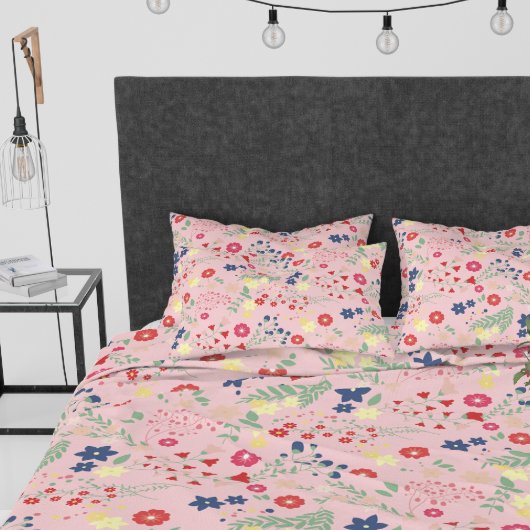 Pink Simple Garden Wildblume Pattern Kissenbezug