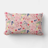 Pink Simple Garden Wildblume Pattern Lendenkissen (Vorderseite)