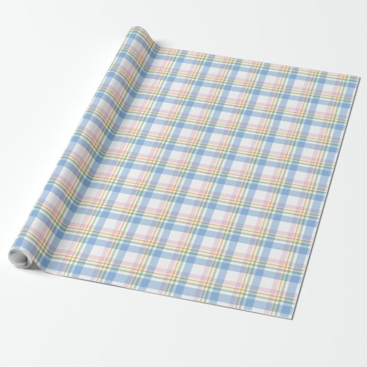 Pink Simple Gingham Check Christmas Geschenkpapier (Ungerollt)