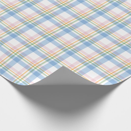 Pink Simple Gingham Check Christmas Geschenkpapier (Ecke)