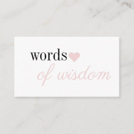 Pink Simple Girl Baby Duwer Worte der Weisheit Begleitkarte