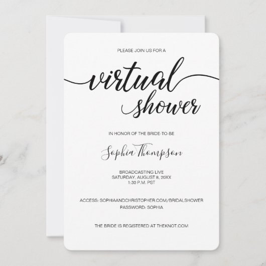 Pink Simple LIVE VIRTUAL BRAUTPARTY Einladung (Vorderseite)