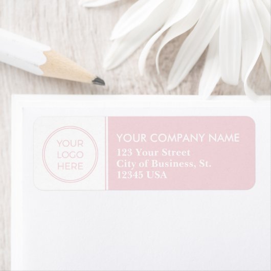 Pink Simple Logo Business Address-Label (Insitu)