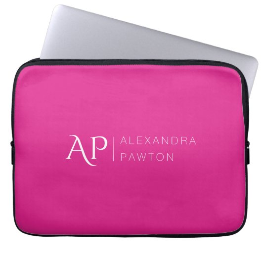 Pink Simple Minimalist Personalized Laptopschutzhülle (Vorderseite)
