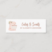 Pink Simple Mixer Floral Cake Bakery Business Card Mini Visitenkarte (Vorderseite)