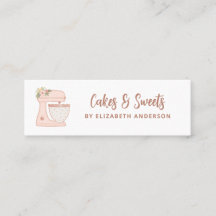 Pink Simple Mixer Floral Cake Bakery Business Card