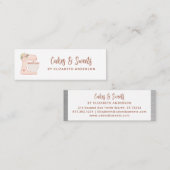 Pink Simple Mixer Floral Cake Bakery Business Card Mini Visitenkarte (Vorne/Hinten)