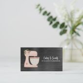 Pink Simple Mixer Floral Cake Bakery Business Card Visitenkarte (Stehend Vorderseite)