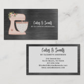 Pink Simple Mixer Floral Cake Bakery Business Card Visitenkarte (Vorne/Hinten)