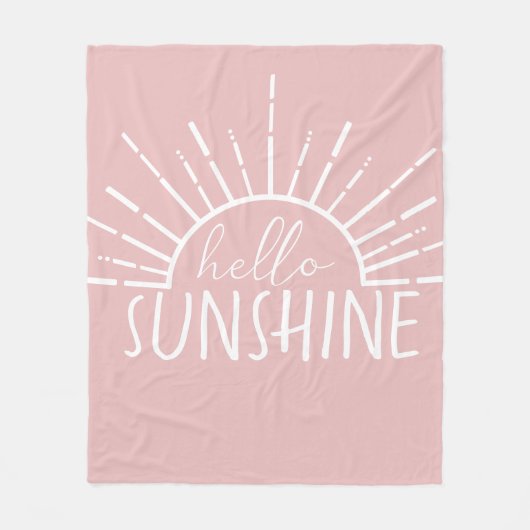 Pink Simple Modern Hello Sunshine Fleecedecke (Vorderseite)