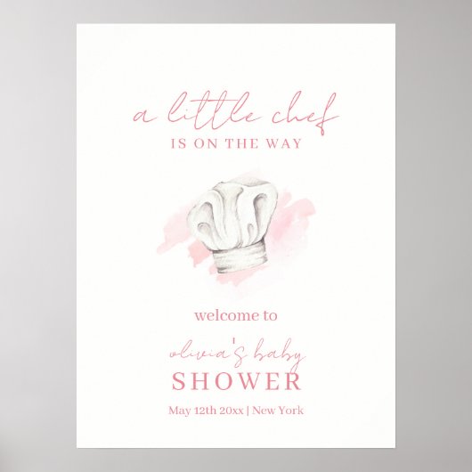 Pink Simple Modern Little Koch Baby Dusche Empfang Poster (Vorne)