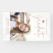 Pink Simple Modern Script Foto Graduation Party Banner (Horizontal)