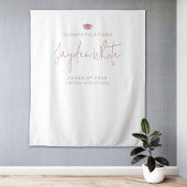 Pink Simple Modern Script Name Graduation Party Wandteppich