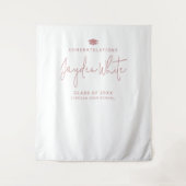 Pink Simple Modern Script Name Graduation Party Wandteppich (Vorderseite)