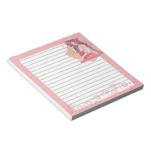 Pink Simple Niedlich Anime Boho Notepad Notizblock (angewinkelt)