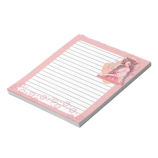 Pink Simple Niedlich Anime Boho Notepad Notizblock (Rotiert)