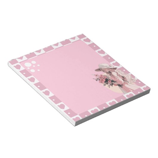 Pink Simple Niedlich Anime Boho Notepad Notizblock (angewinkelt)