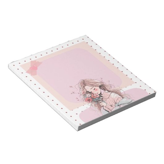 Pink Simple Niedlich Anime Boho Notepad Notizblock (angewinkelt)