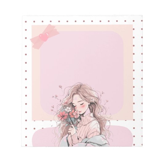 Pink Simple Niedlich Anime Boho Notepad Notizblock (Vorderseite)