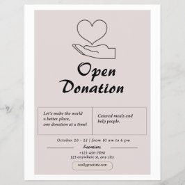 Pink Simple Open Donation Flyer