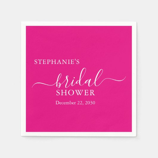 Pink Simple Script Brautparty Serviette (Vorderseite)