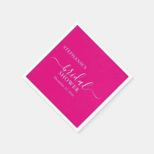 Pink Simple Script Brautparty Serviette (Ecke)