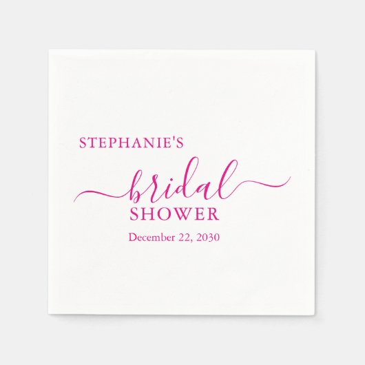 Pink Simple Script Brautparty Serviette (Vorderseite)