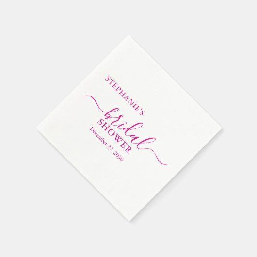 Pink Simple Script Brautparty Serviette (Ecke)