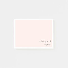 Pink Simple Script Moderne personalisierte Station Post-it Klebezettel