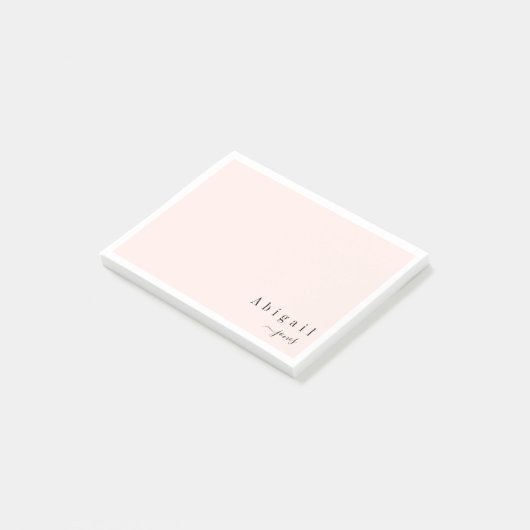 Pink Simple Script Moderne personalisierte Station Post-it Klebezettel (angewinkelt)