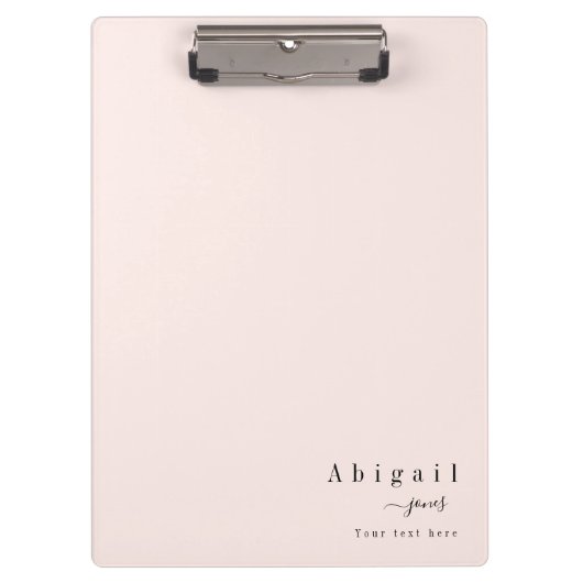 Pink Simple Script Name Modern Luxus personalisier Klemmbrett (Vorderseite)