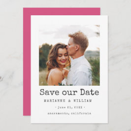 Pink Simple SQUARE Foto Hochzeit speichern Sie das Save The Date